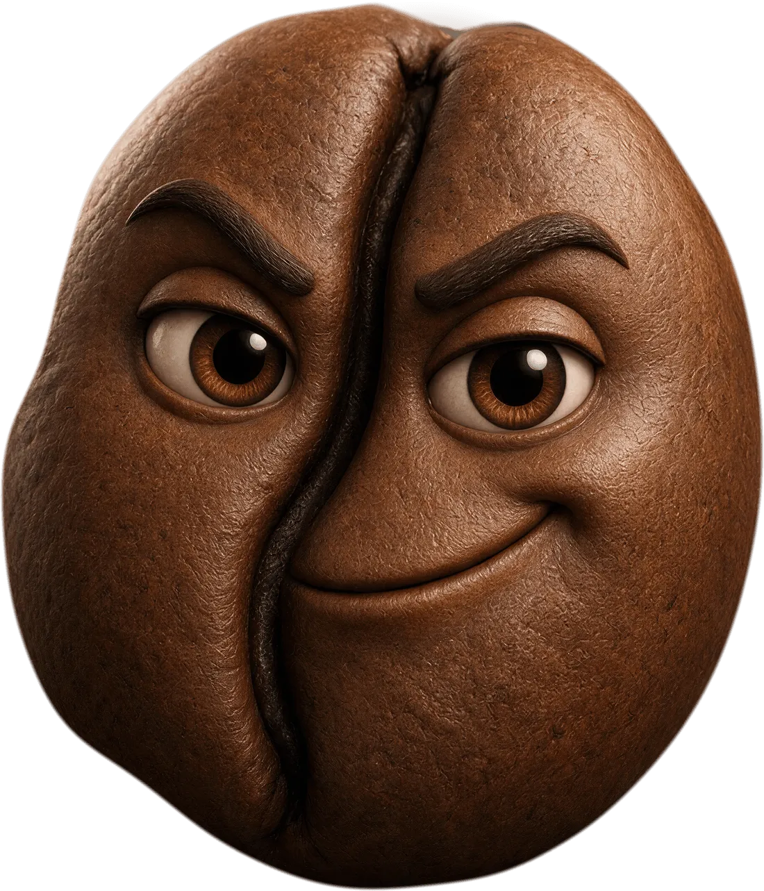 The Coffee Bean Junkies character — a coffee bean with a face